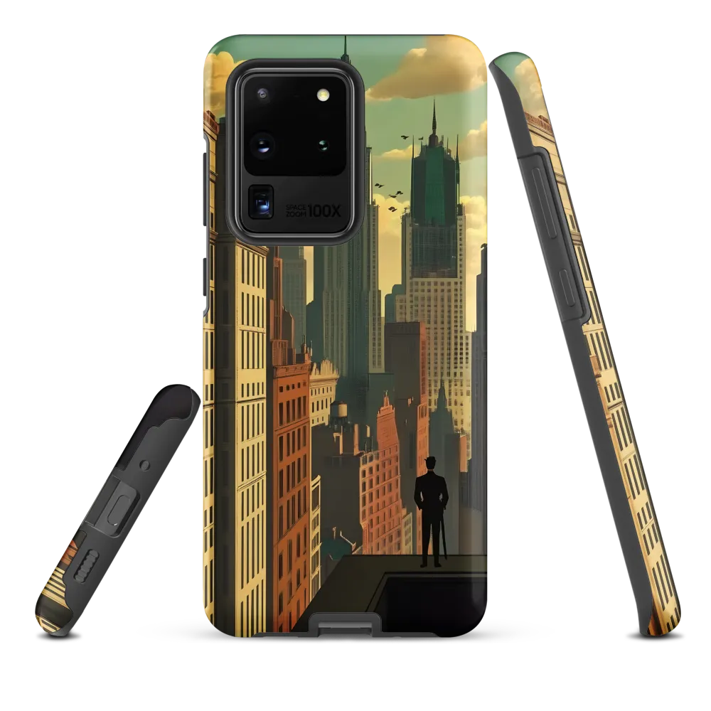 Urban Dreams: A Silhouette in Art Deco Cityscape