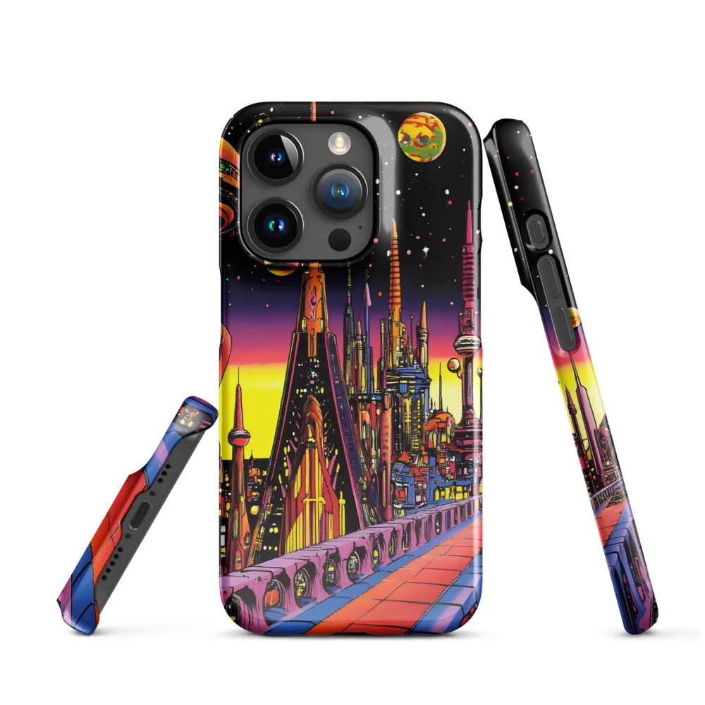 Futuristic Cosmos: A Journey Through Neon Cities | Phone Case |  15 Pro | Snap Case | Glossy