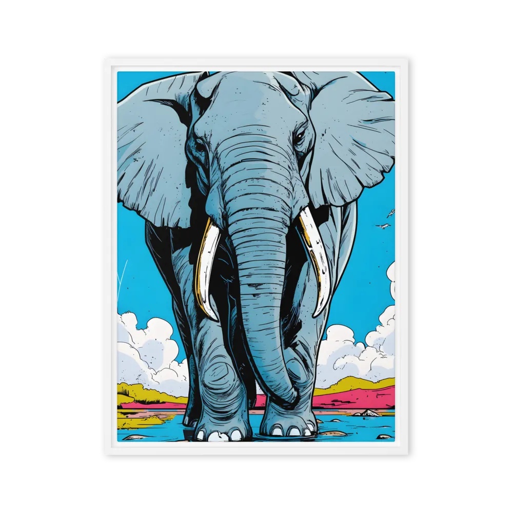 Majestic Presence: The Elephant | Canvas with White Frame | 24″×32″