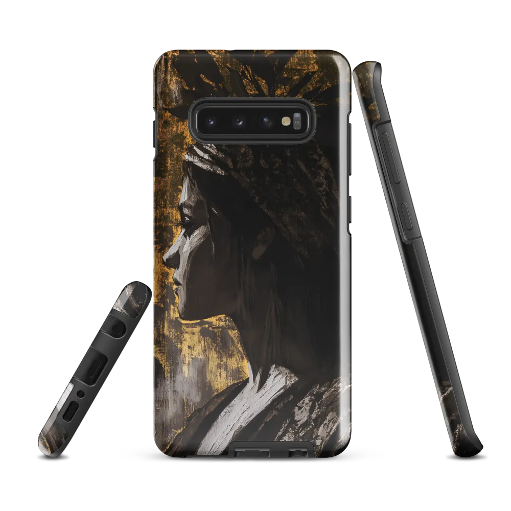 Golden Elegance: A Modern Profile Portrait | Phone Case |  S10 Plus | Tough Case | Glossy