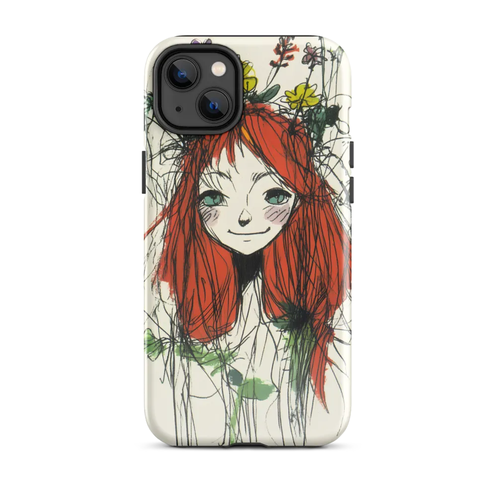 Whimsical Floral Portrait | Phone Case |  14 Plus | Tough Case | Glossy