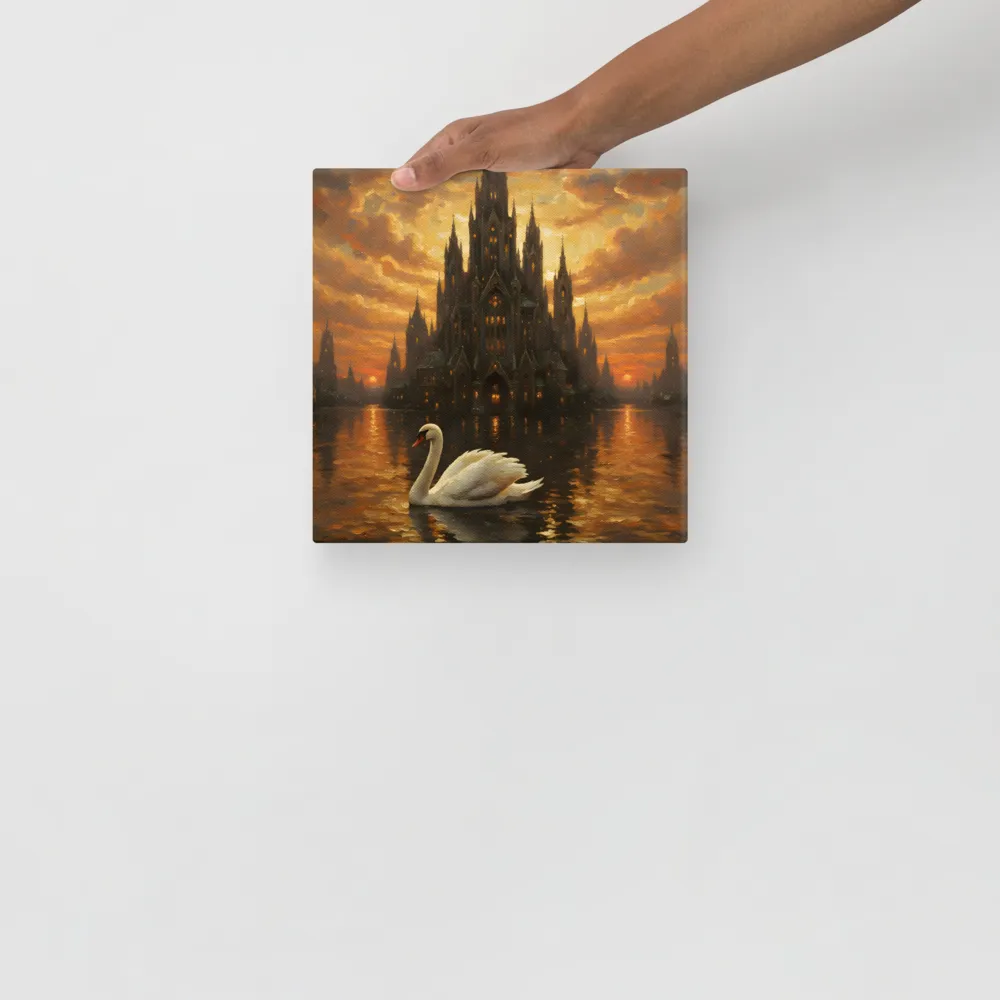 Swan at Gothic Sunset 
 Canvas | 10″x 10″
