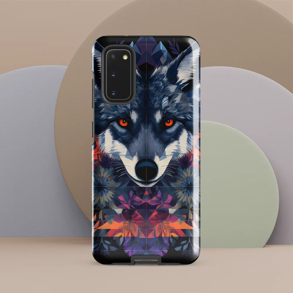 Mystical Wolf Amidst Floral Geometry