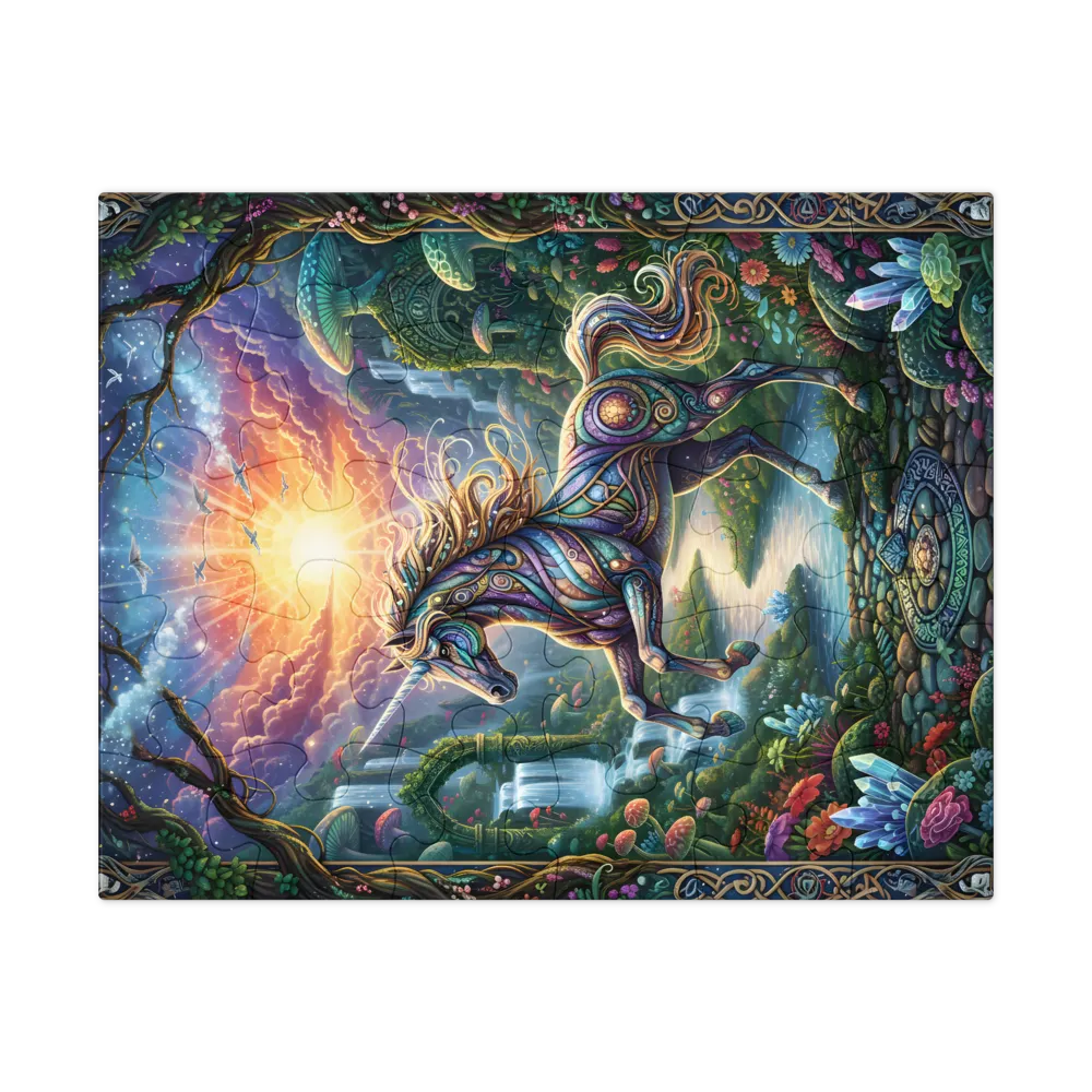 Enchanted Sunrise Unicorn 
 Jigsaw Puzzle in Tin Box