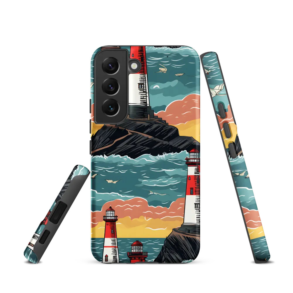 Lighthouses in a Whimsical Ocean | Phone Case |  S22 | Tough Case | Matte