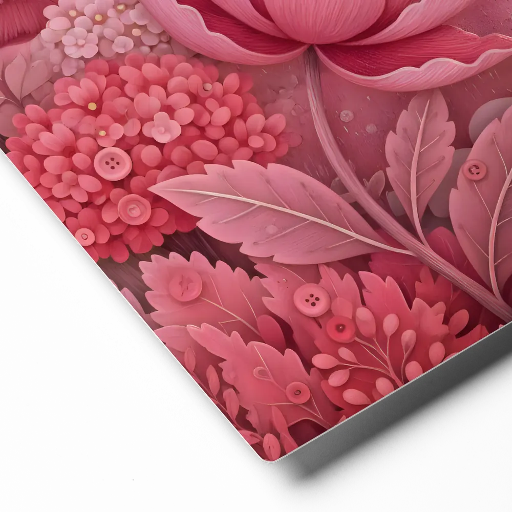 Hummingbird in Pink Garden 
 Metal Print | 12″x 12″