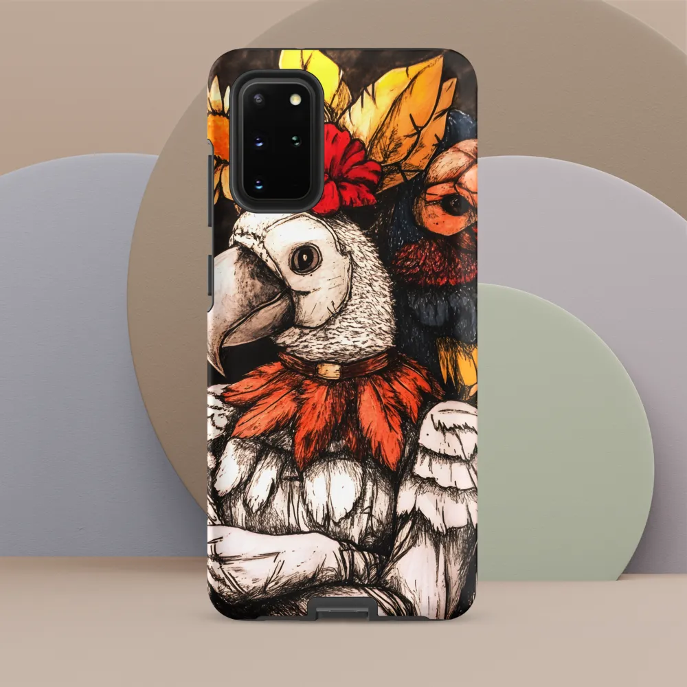 The Surreal Guardian: A Dance of Feathers and Flowers