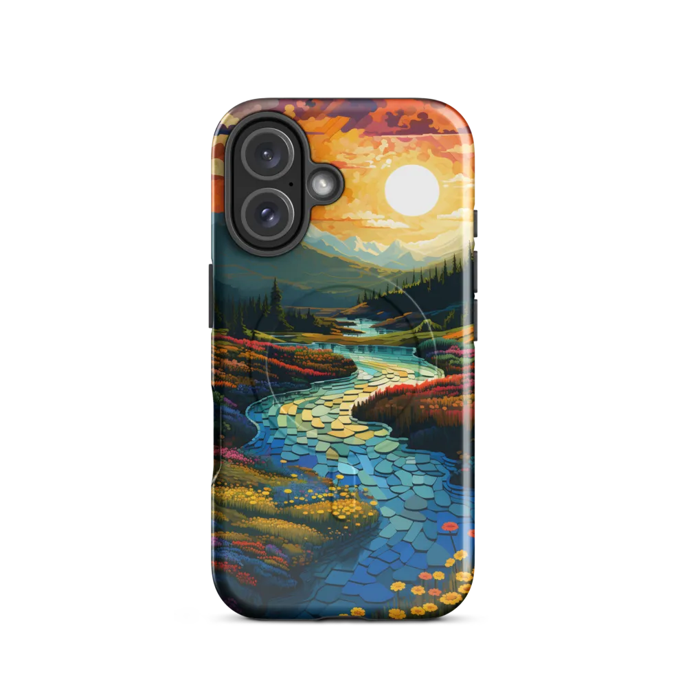 Serenity in Sunset: A Winding River's Embrace