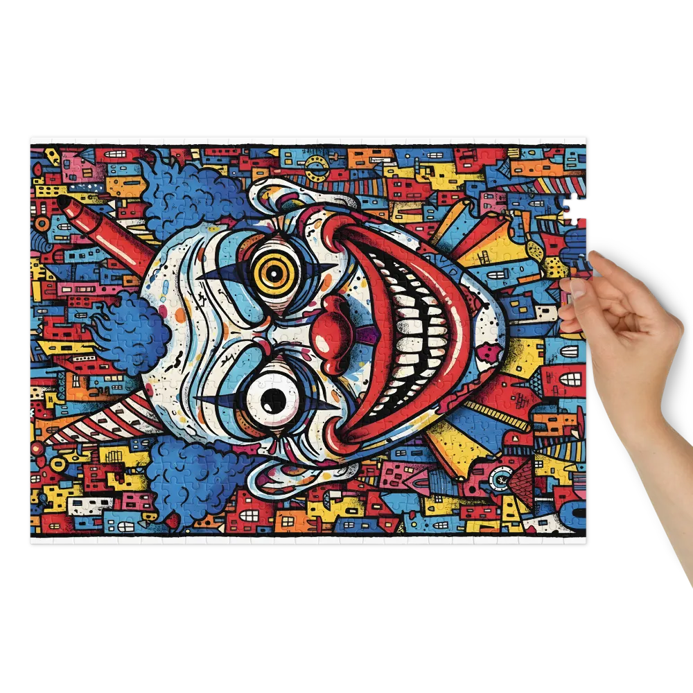 Urban Chaos Clown 
 Jigsaw Puzzle in Tin Box