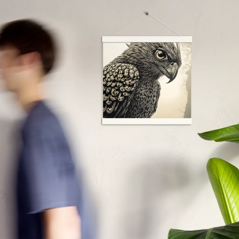 Majestic Owl in Detail | Poster With White Wood Hanger | 12″×12″