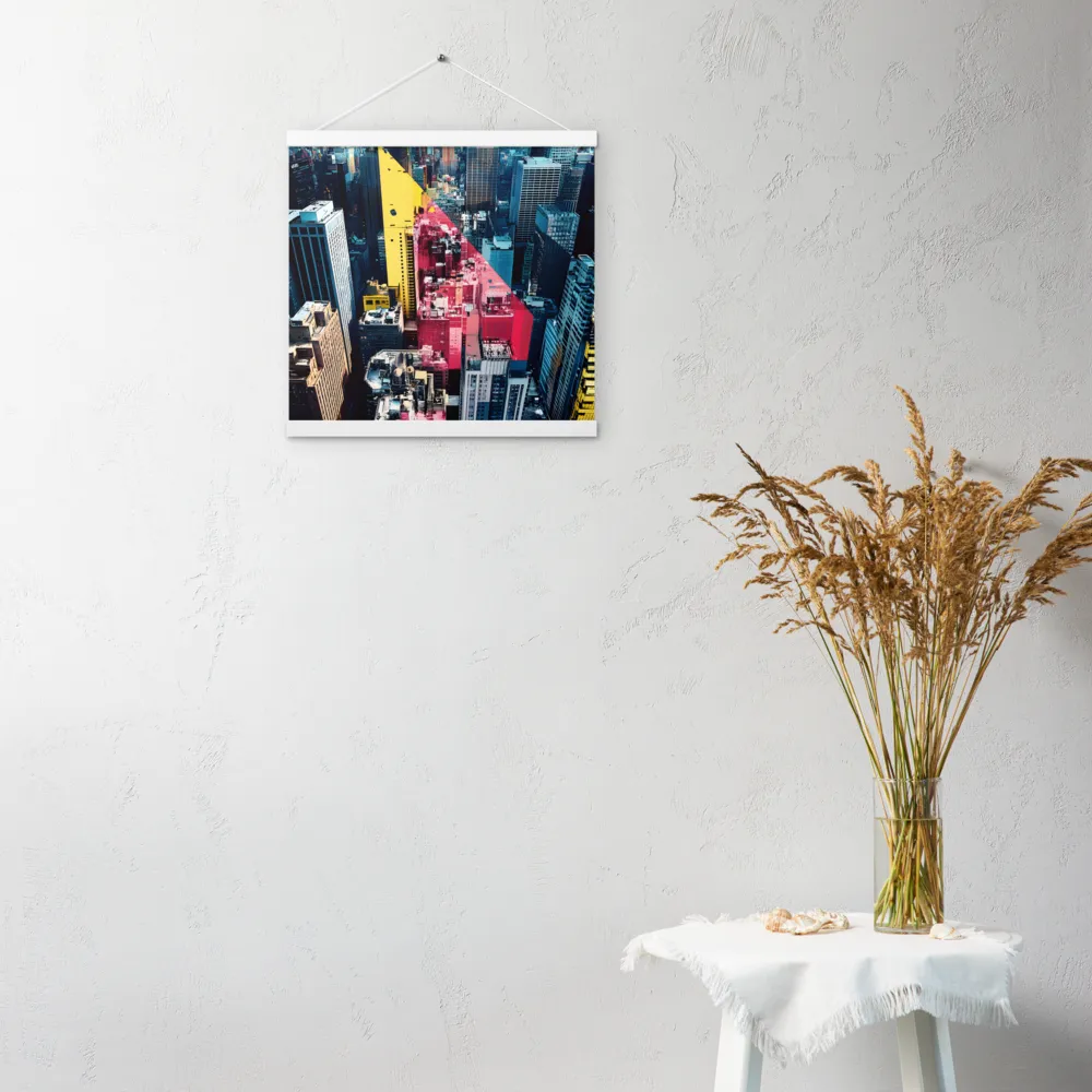 Dynamic Urban Symphony | Poster With White Wood Hanger | 16″×16″