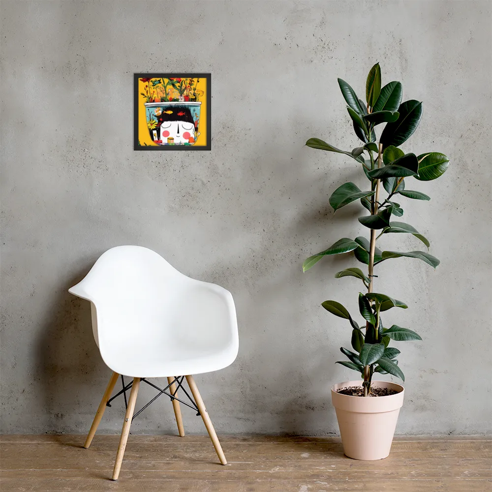 Whimsical Garden Head | Poster with Black Frame | 12″×12″