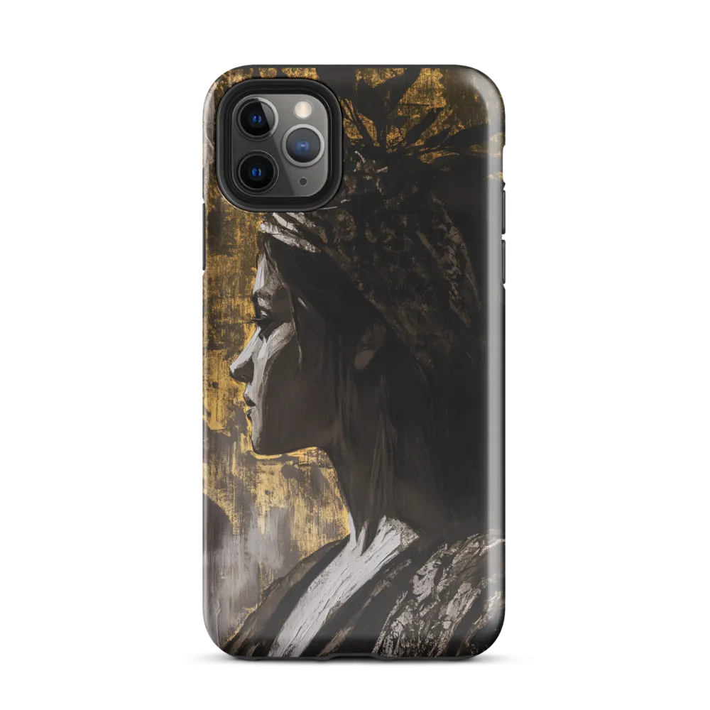 Golden Elegance: A Modern Profile Portrait | Phone Case |  11 Pro Max | Tough Case | Glossy