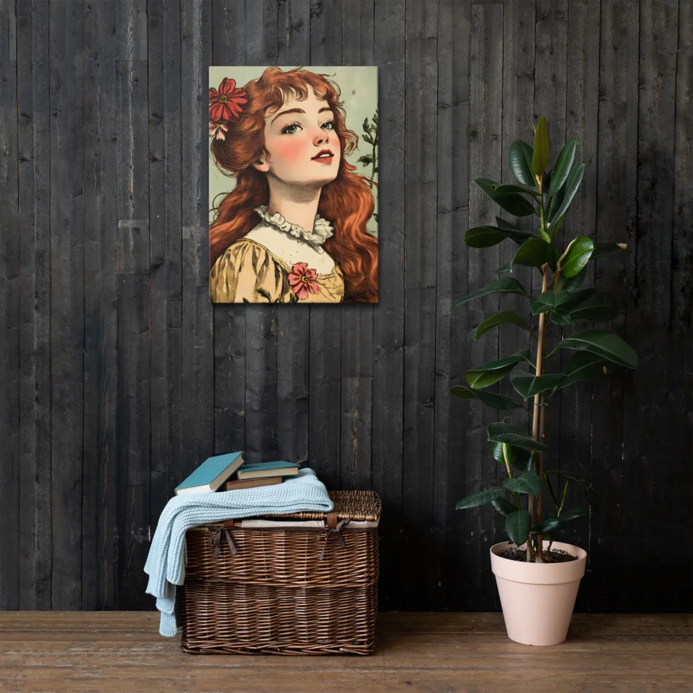 Whimsical Portrait of a Flower-Adorned Girl | Art Print