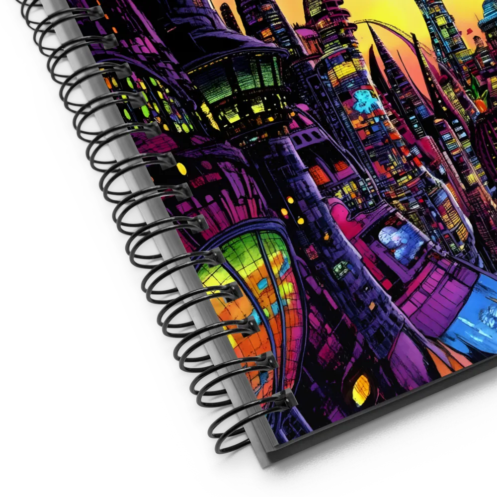 Futuristic Cityscape at Dusk | Spiral Notebook