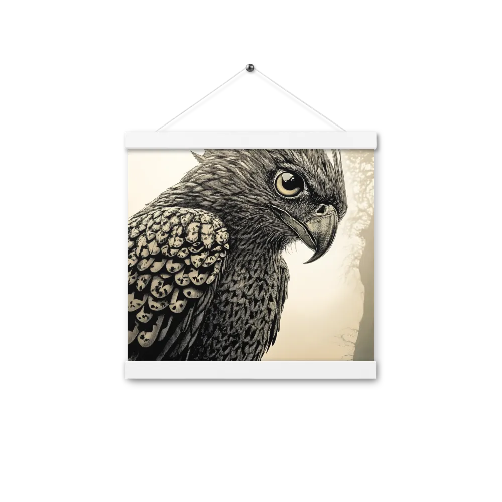 Majestic Owl in Detail | Poster With White Wood Hanger | 12″×12″