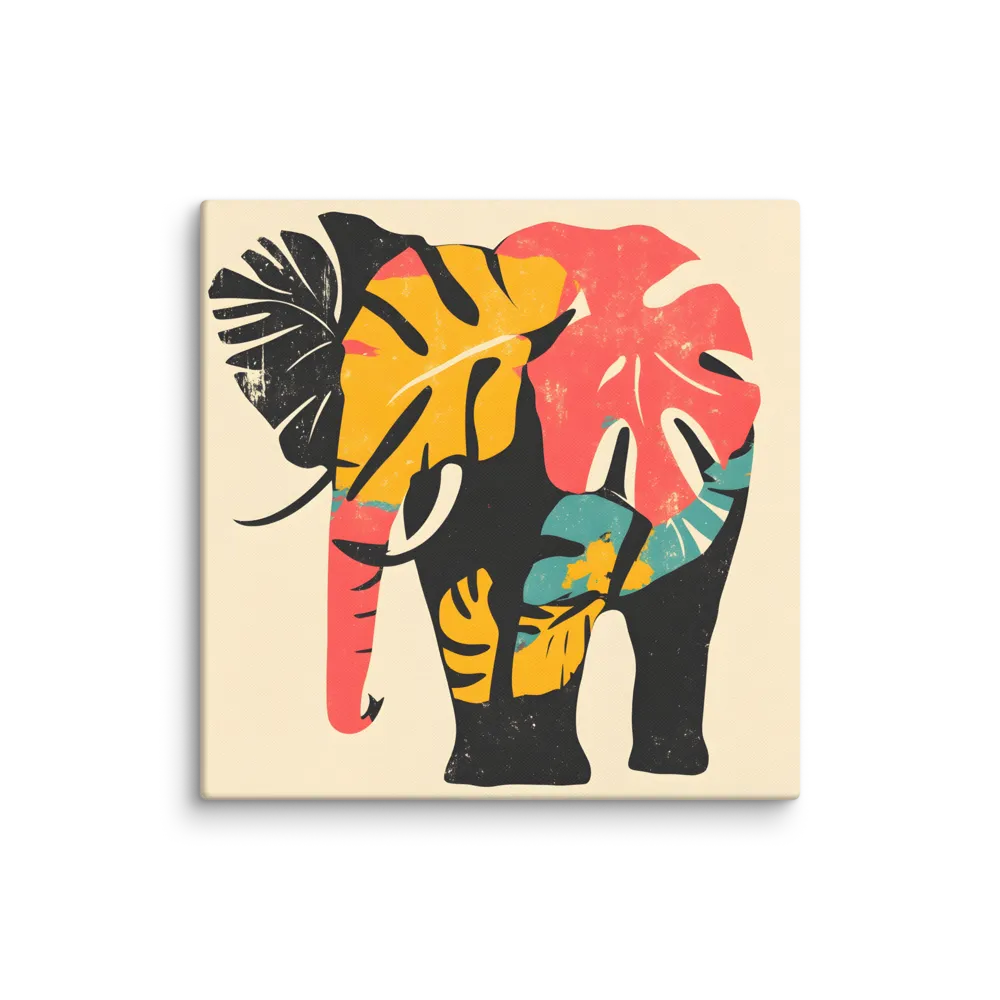 Tropical Elegance: The Elephant's Dance | Canvas | 28″×28″