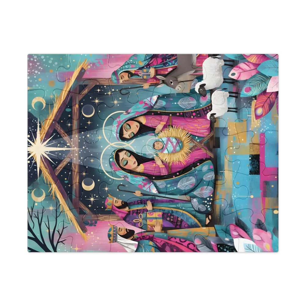 Starlit Nativity 
 Jigsaw Puzzle in Tin Box