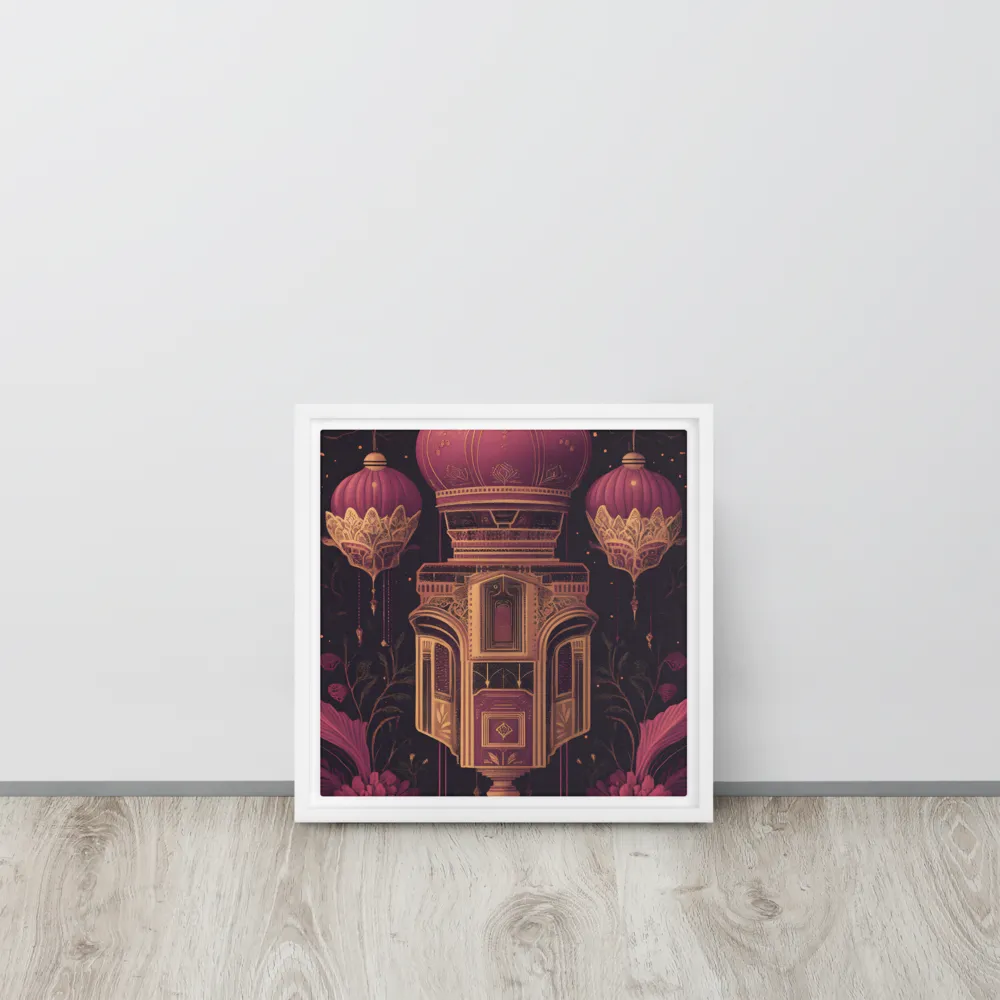 Ornate Harmony: A Digital Floral Architecture | Canvas with White Frame | 12″×12″