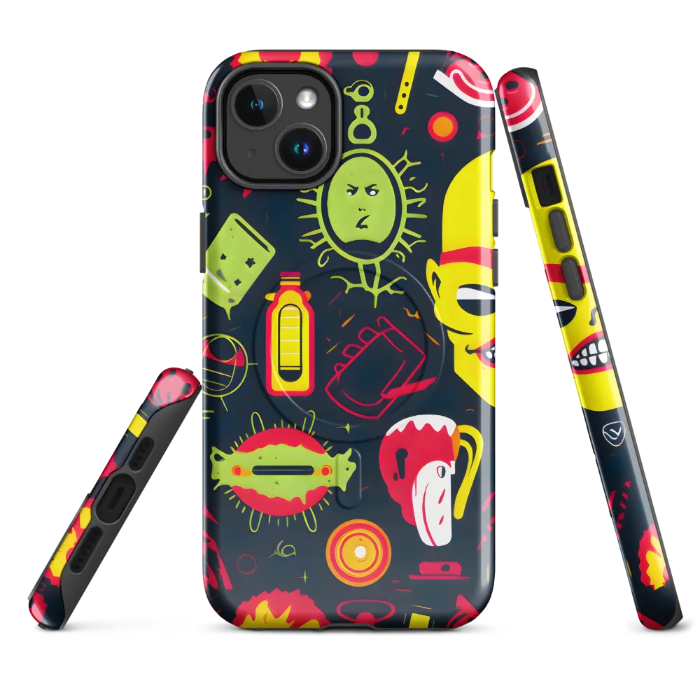 Neon Revelry: A Quirky Exploration of Modern Pop Art | Phone Case |  14 Plus | MagSafe® Tough Case | Glossy