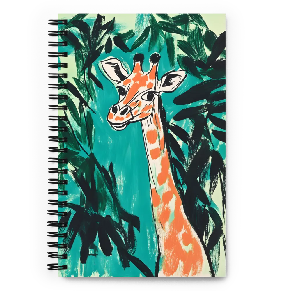 Curious Giraffe in Lush Greenery | Spiral Notebook