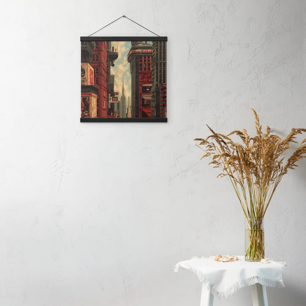 A Glimpse of Tomorrow: Urban Ambition | Poster With Black Wood Hanger | 16″×16″