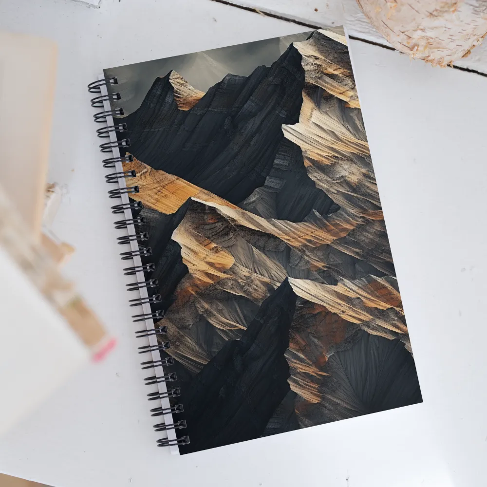 Ethereal Peaks: A Dance of Light and Shadow | Spiral Notebook