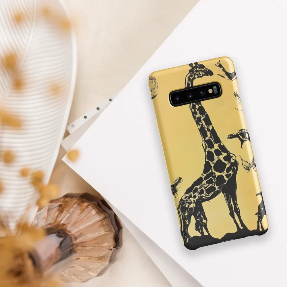 Whimsical Harmony of Giraffe and Birds