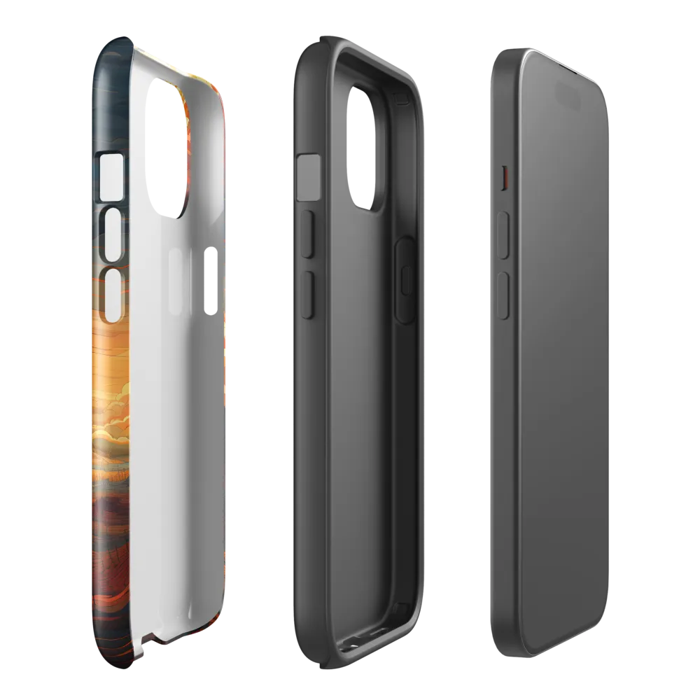 Ethereal Sunset: A Serene Landscape in Flowing Forms | Phone Case |  15 | Tough Case | Glossy