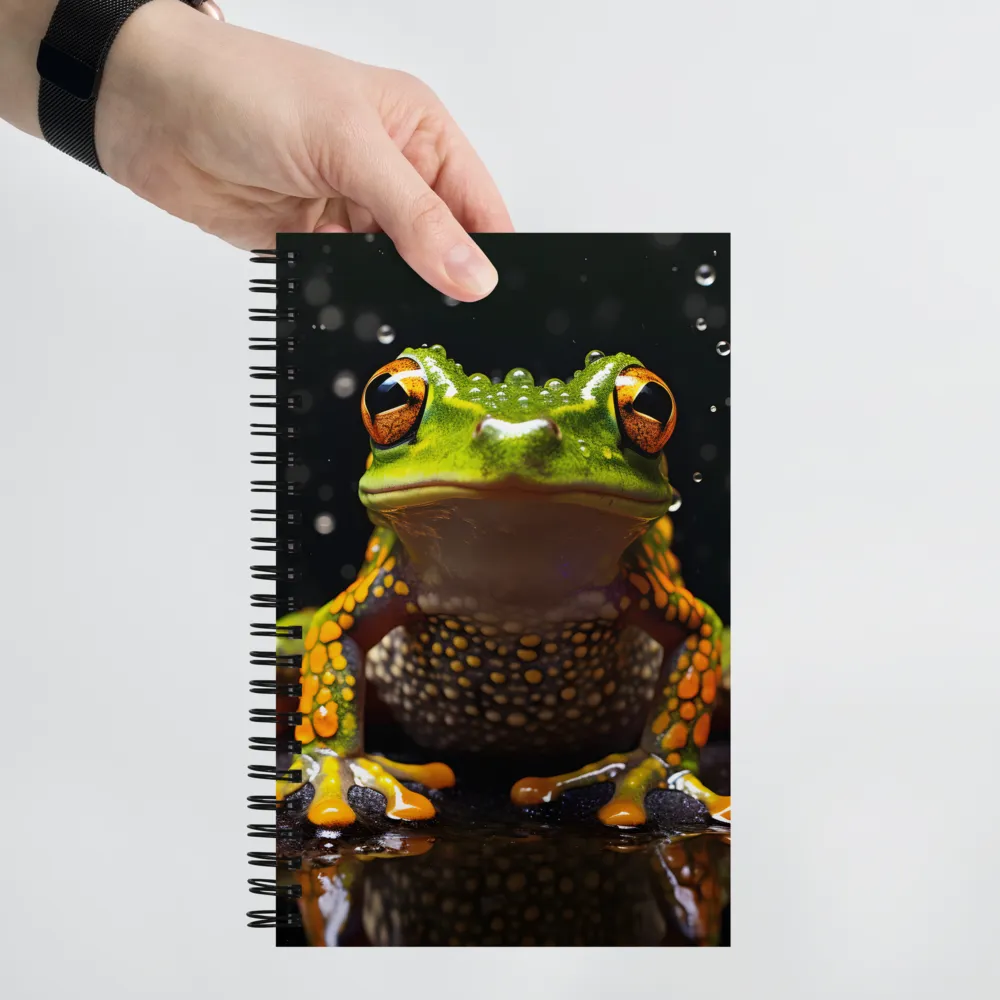 Emerald Elegance: The Frog in Focus | Spiral Notebook