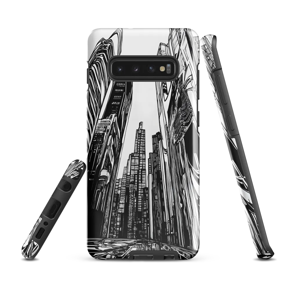 Urban Echoes: A Line Art Journey | Phone Case |  S10 Plus | Tough Case | Glossy