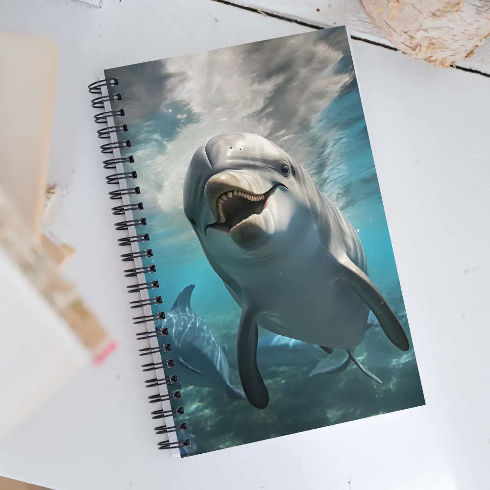 Beneath the Waves: A Dolphin's Dance | Spiral Notebook