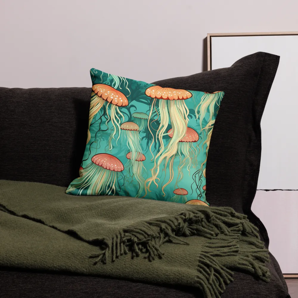 Ethereal Dance of Jellyfish | Pillow Case | 18″×18″