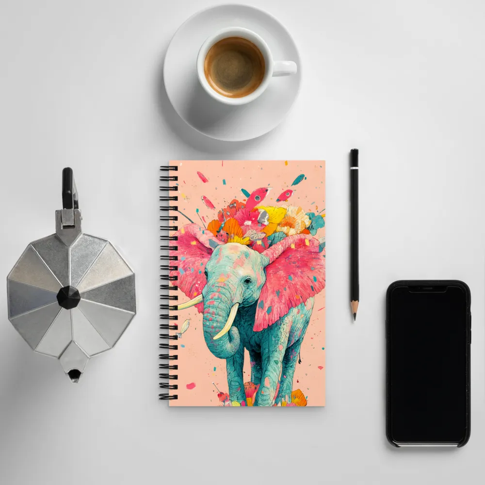 Whimsical Elegance: The Floral Elephant | Spiral Notebook