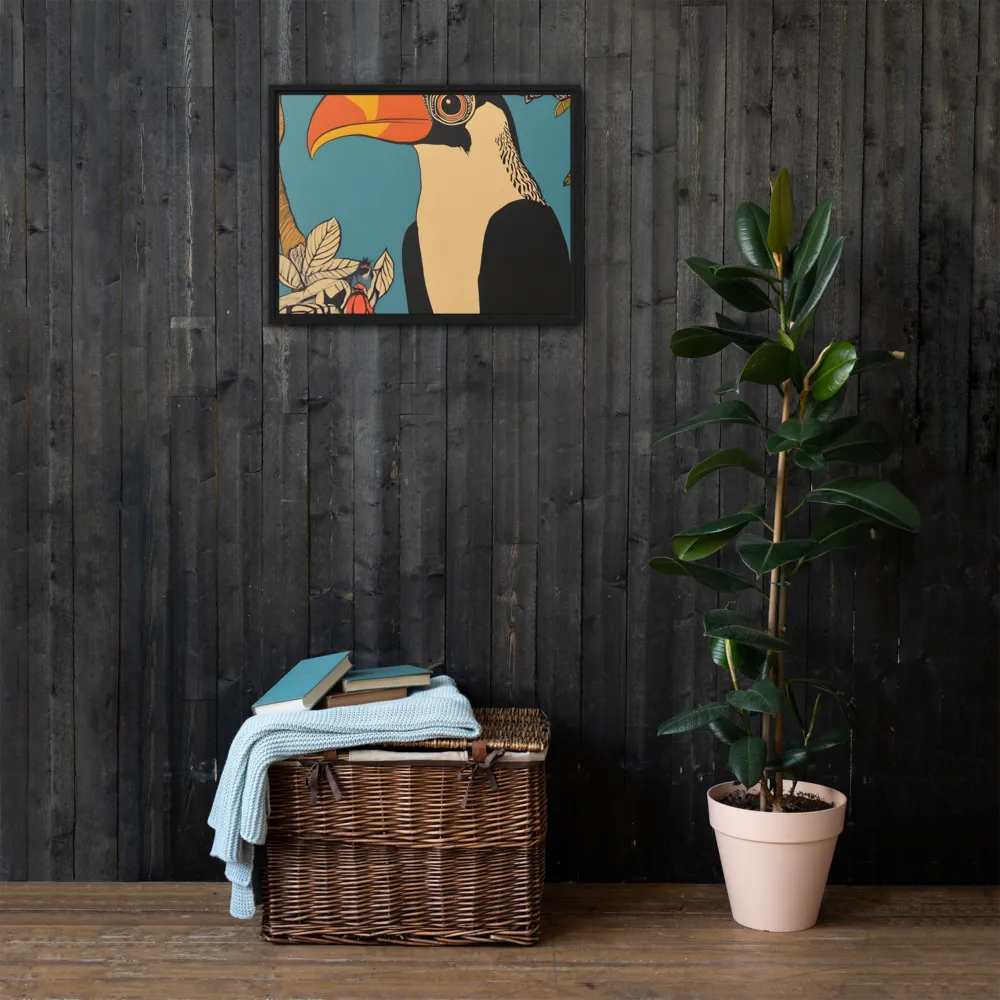 Tropical Majesty: The Toucan at Rest | Canvas with Black Frame | 18″×24″