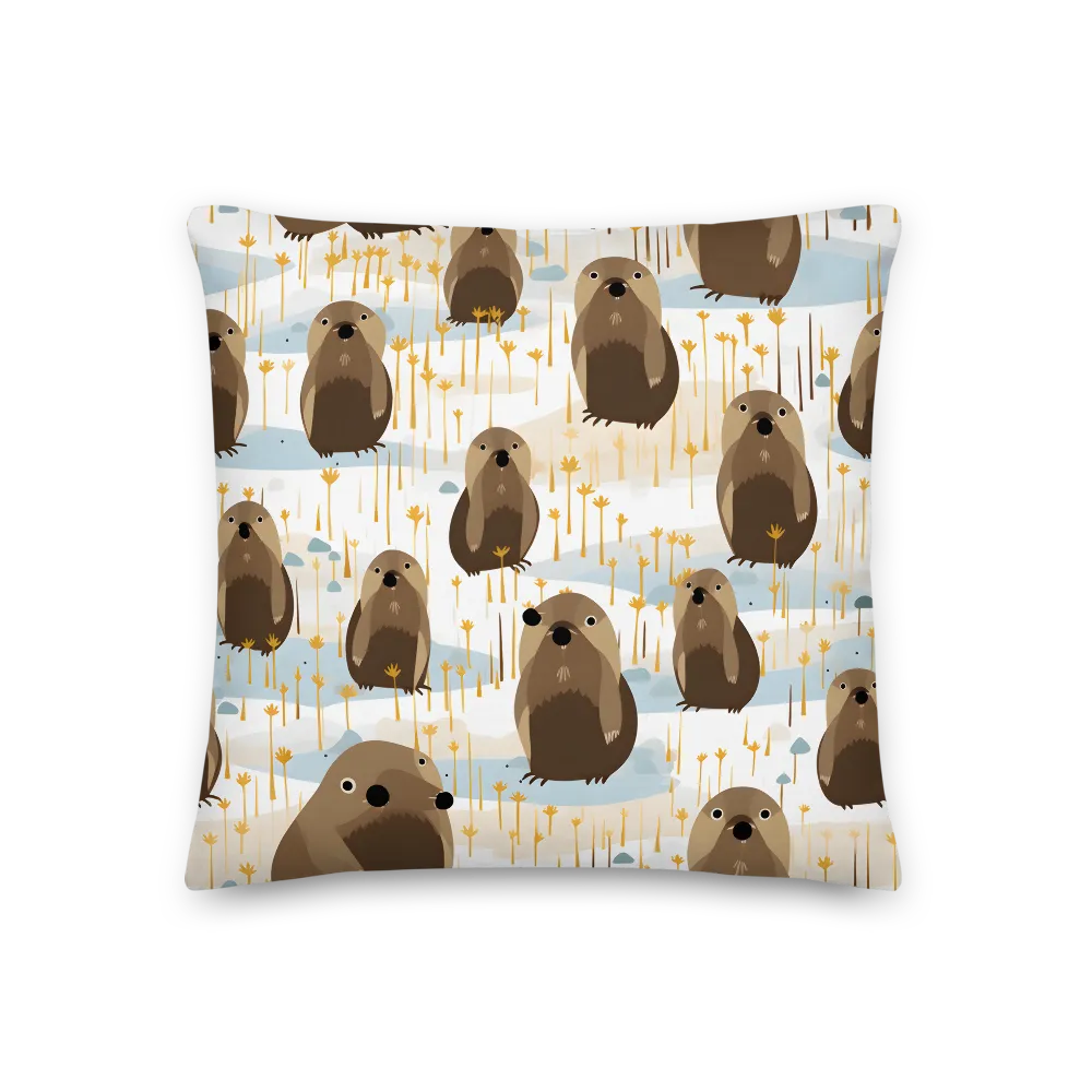 Whimsical Waters: A Celebration of Otters and Seals | Pillow | 18″×18″