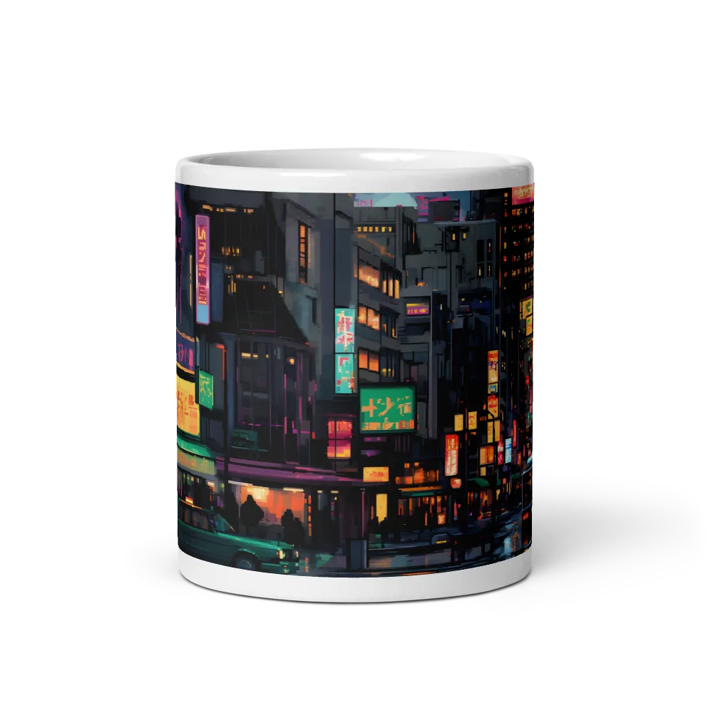 Neon Dreams: A Pixelated Urban Night | Mugs | Multiple Sizes & Colors