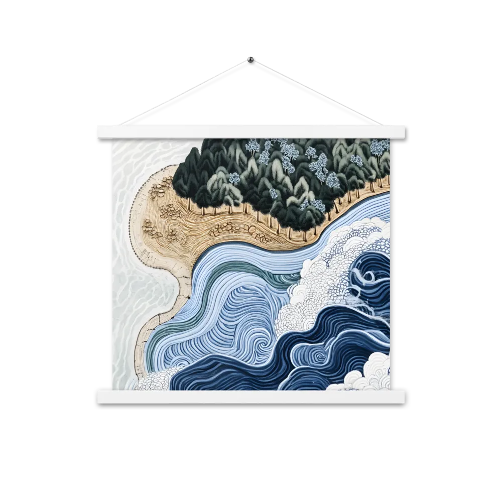 Oceanic Harmony: A Tranquil Landscape | Poster With White Wood Hanger | 18″×18″