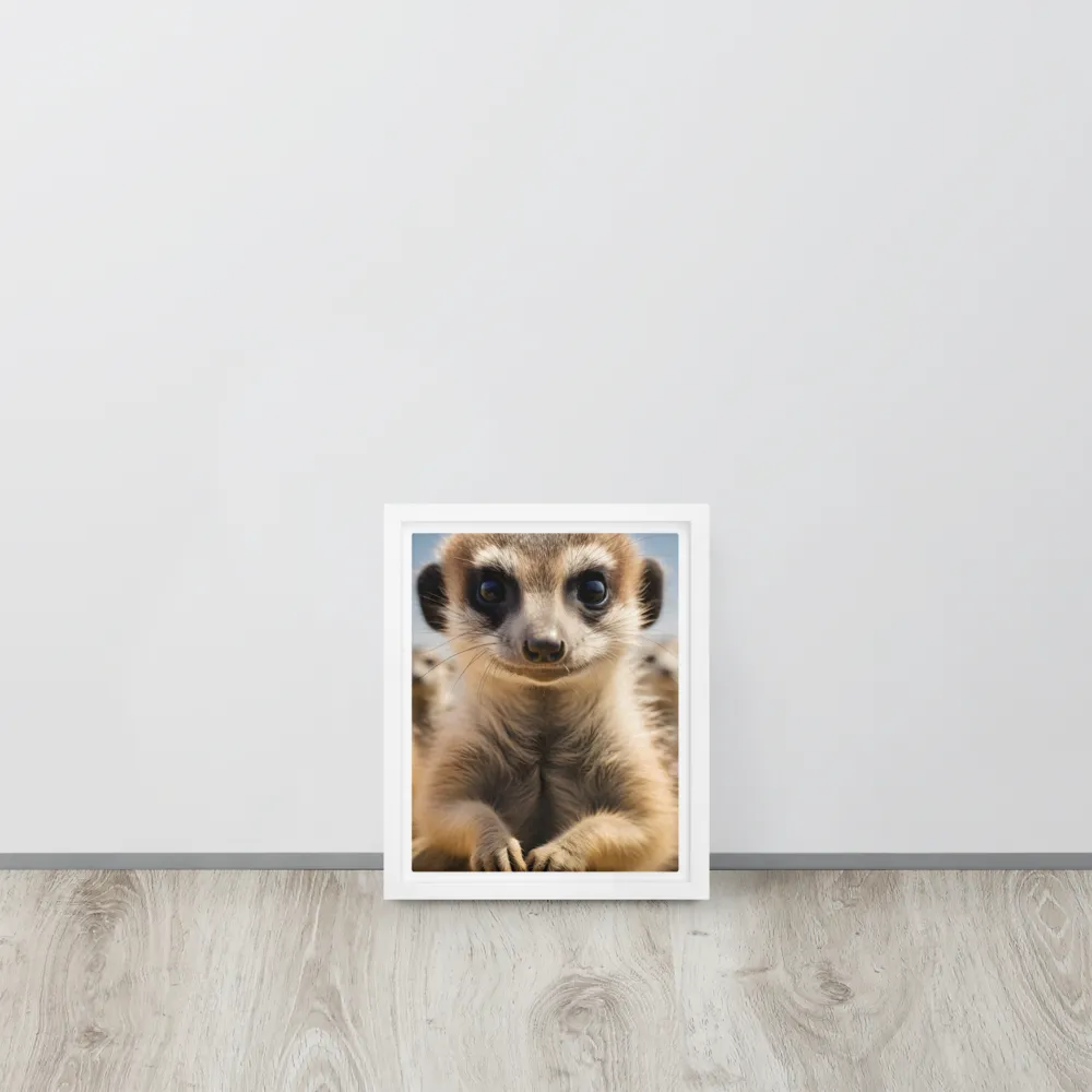 Curious Stance: The Meerkat's Gaze | Canvas with White Frame | 8″×10″