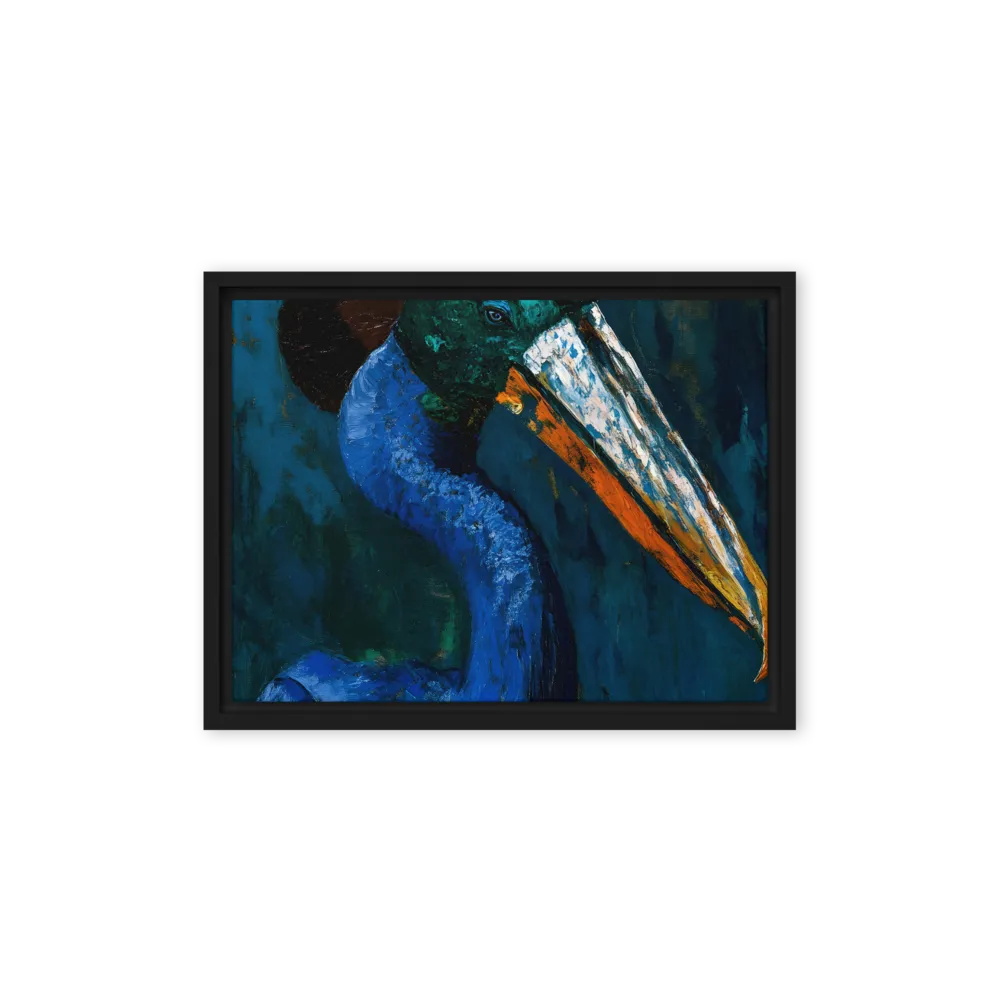 Majestic Absurdity: The Hat-Wearing Bird | Canvas with Black Frame | 12″×16″