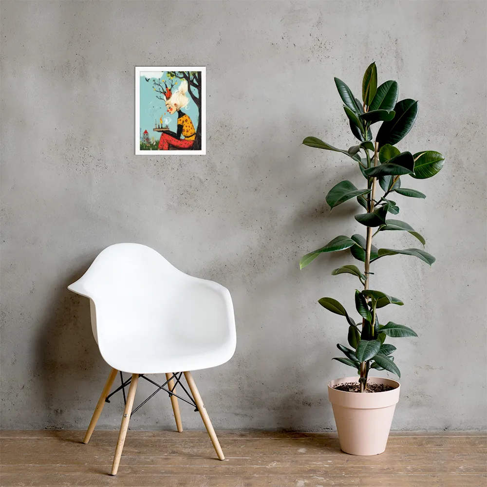 Whimsical Nature Girl | Poster with White Frame | 11″×14″
