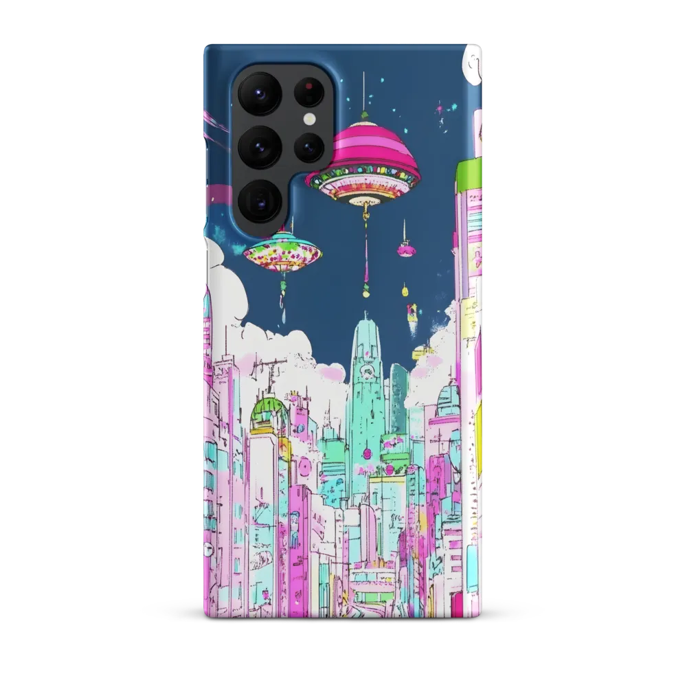 Futuristic Cityscape with Floating Structures | Phone Case |  S22 Ultra | Snap Case | Matte
