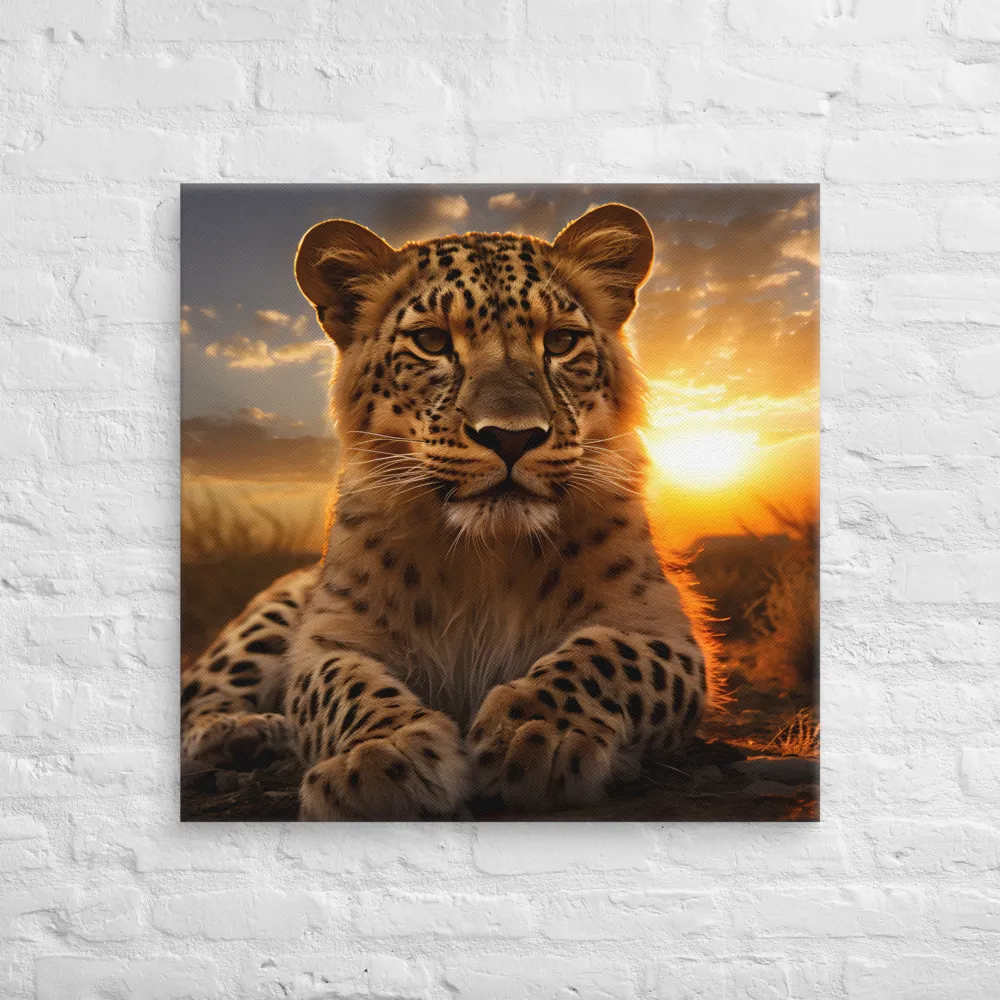 Regal Presence: The Leopard at Sunset | Canvas | 30″×30″