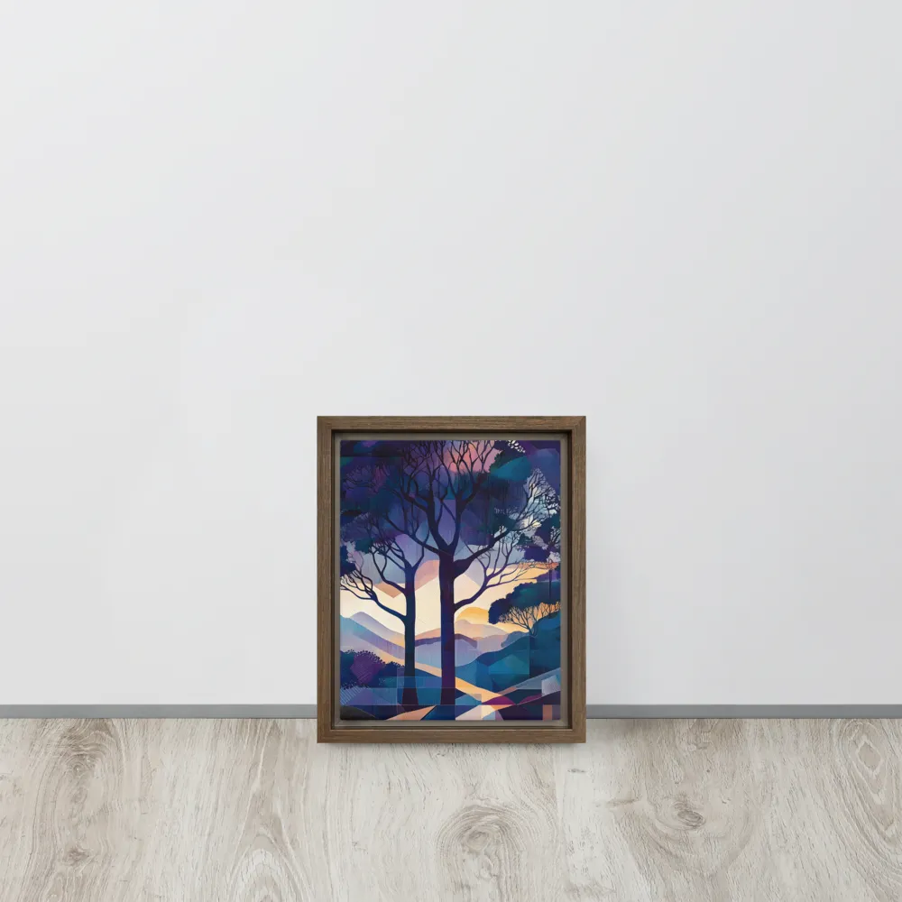 Tranquil Geometry: A Journey Through Color | Canvas with Brown Frame | 8″×10″