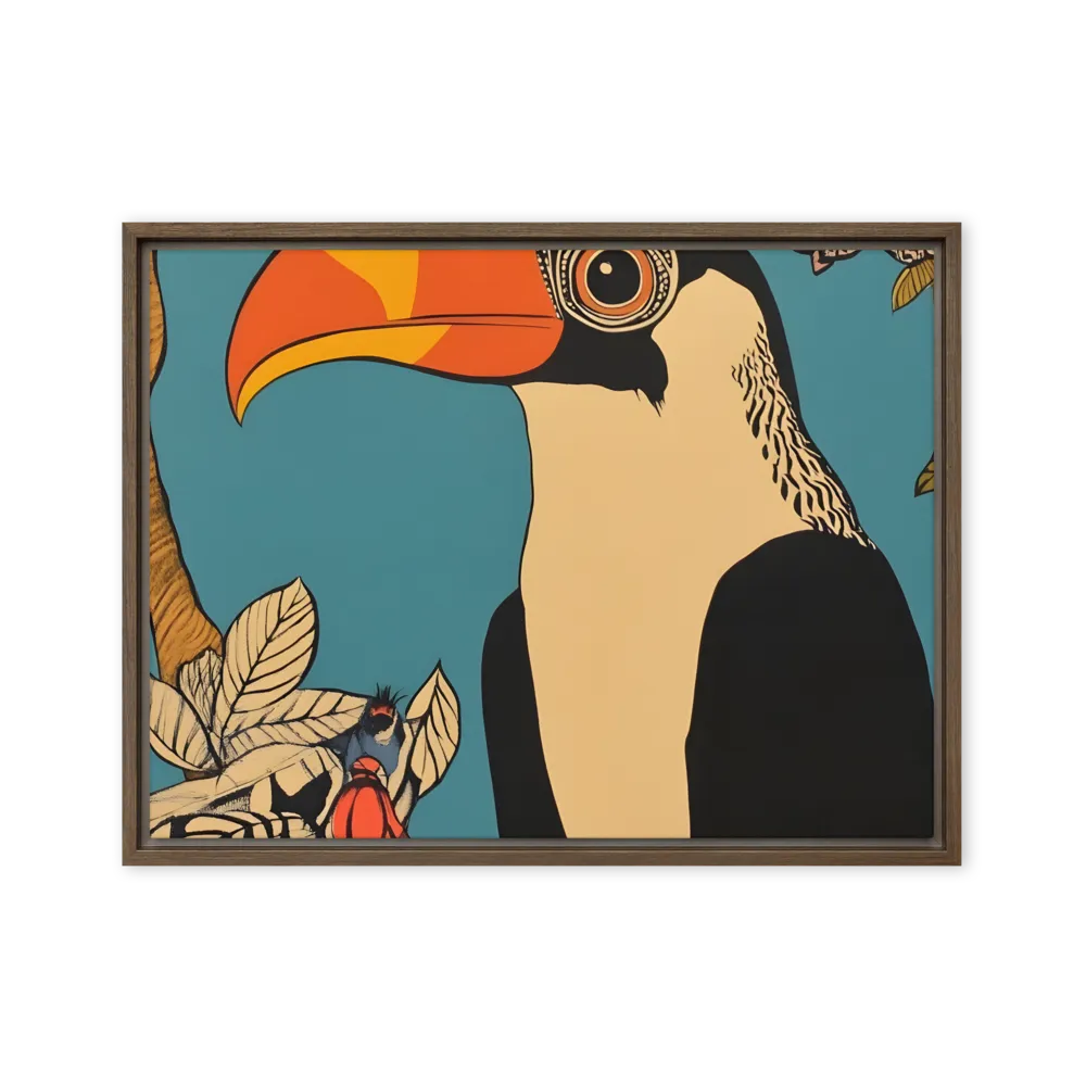 Tropical Majesty: The Toucan at Rest | Canvas with Brown Frame | 18″×24″