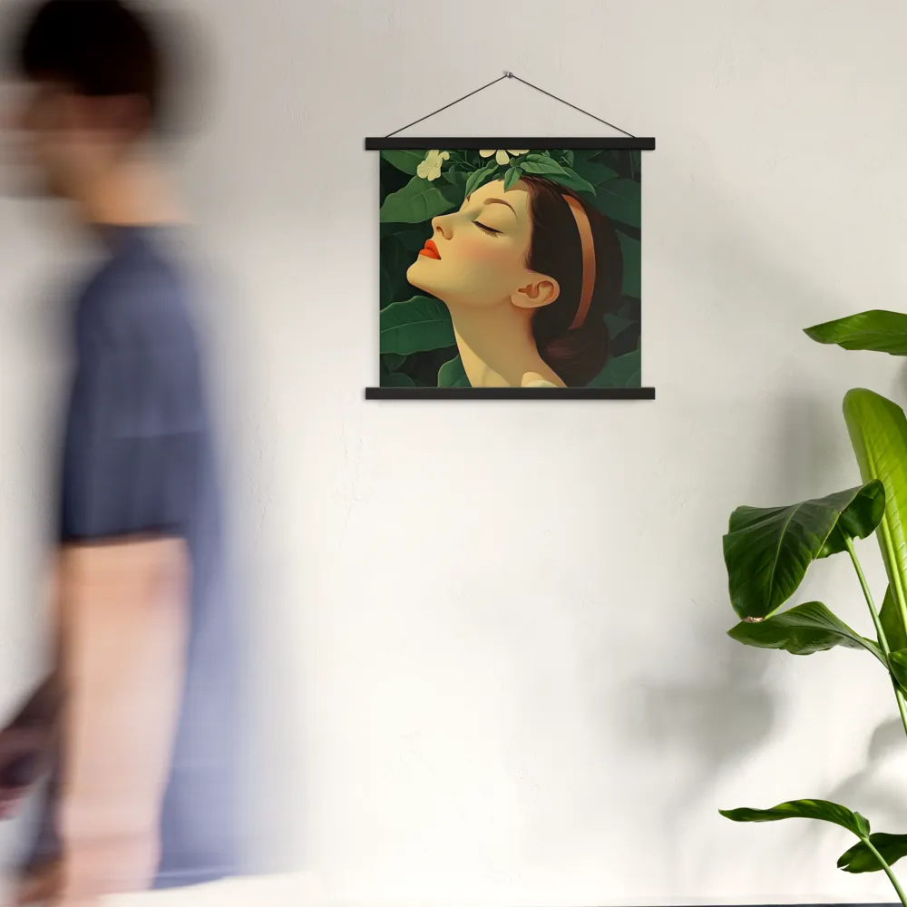 Serenity in Bloom | Poster With Black Wood Hanger | 18″×18″