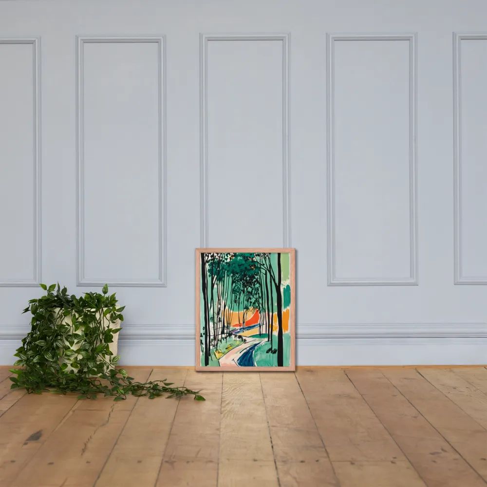 Winding Path Through the Forest | Poster with Red oak Frame | 16″×20″