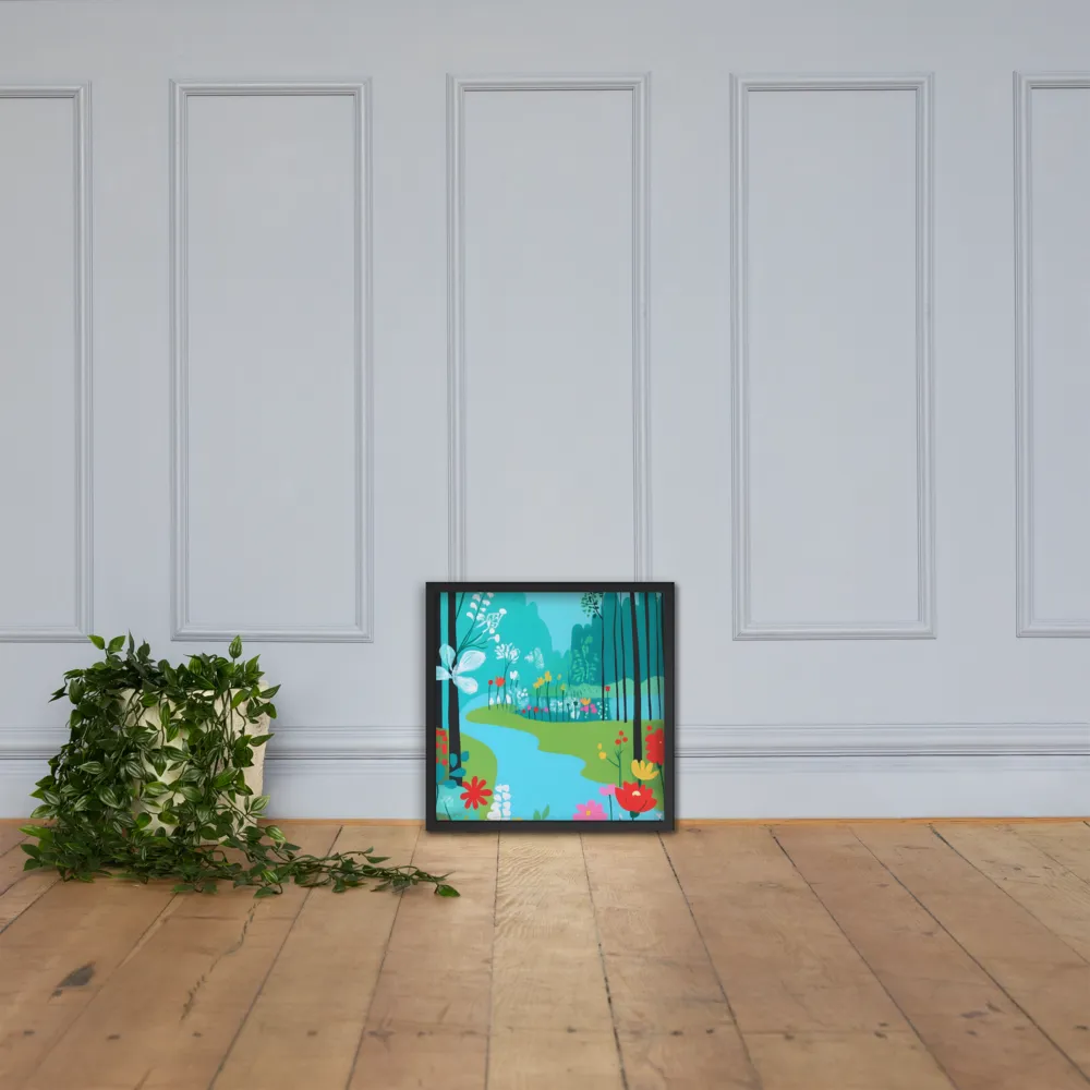 Whispers of Spring: A Colorful Retreat | Poster with Black Frame | 18″×18″