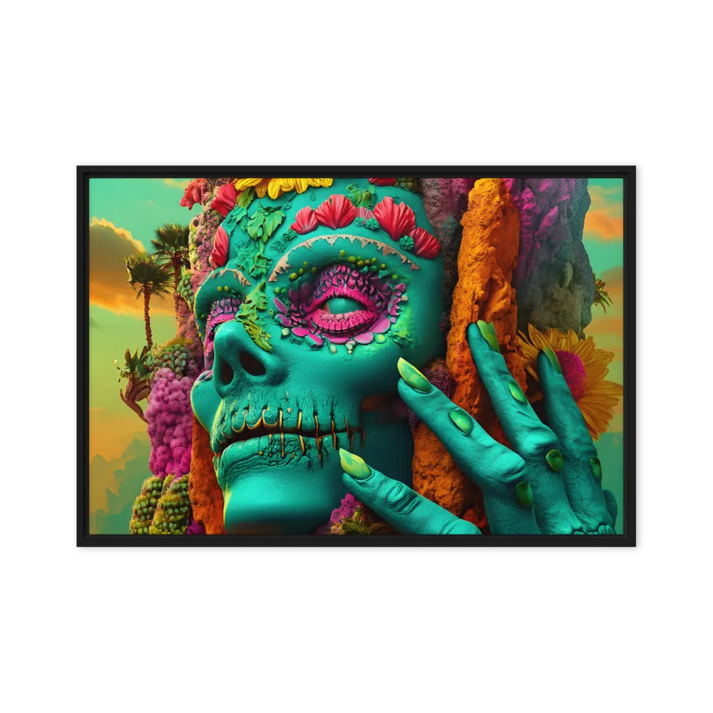 Ethereal Skull Garden | Canvas with Black Frame | 24″×36″
