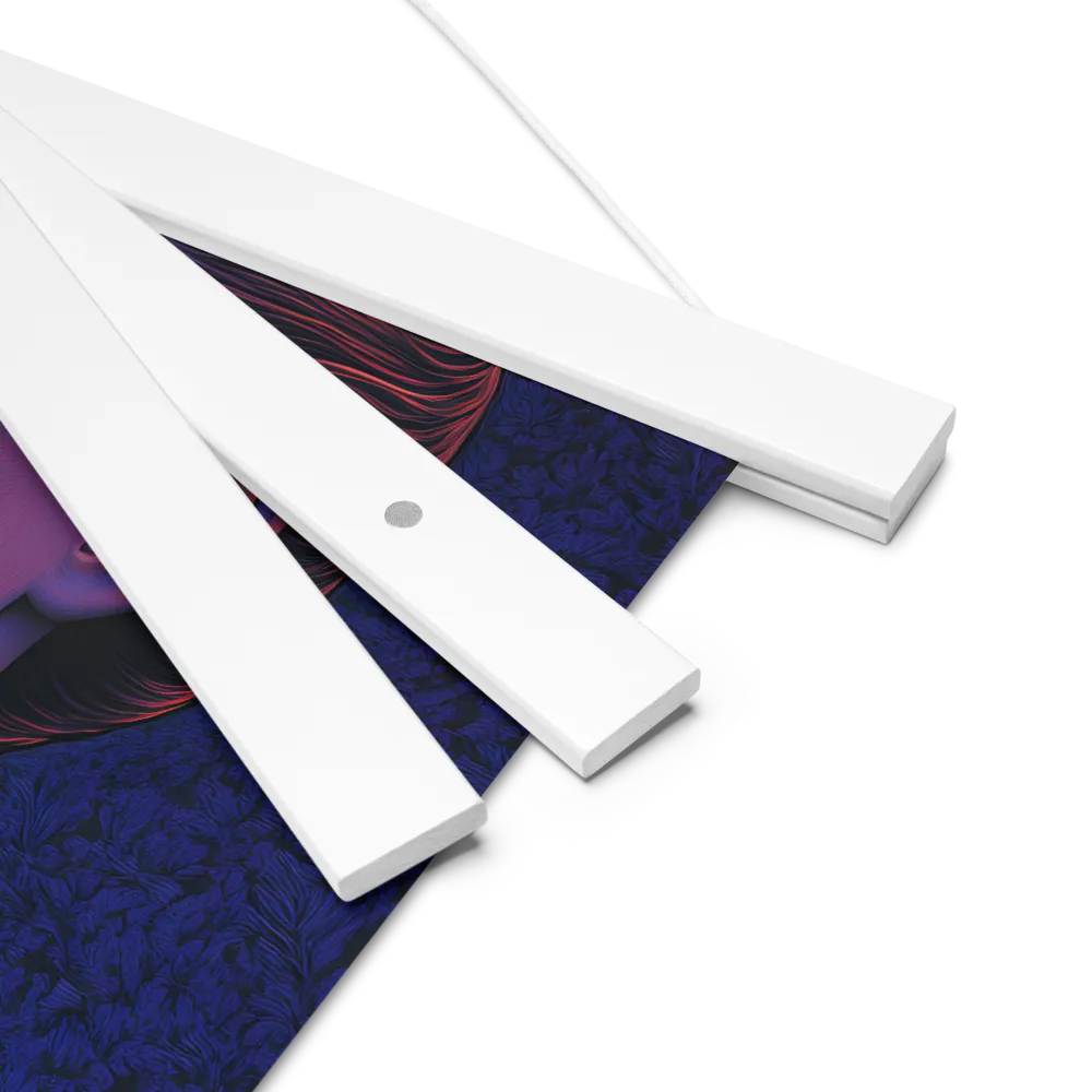 Ethereal Portrait in Blue and Red | Poster With White Wood Hanger | 10″×10″